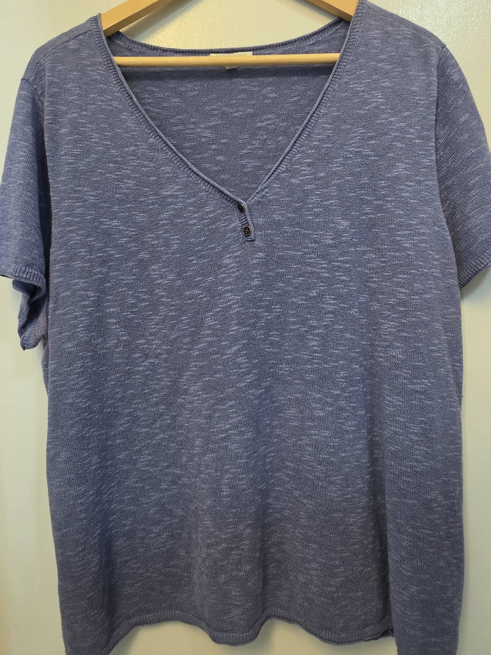 Eileen Fisher Heathered Periwinkle V-Neck Polo